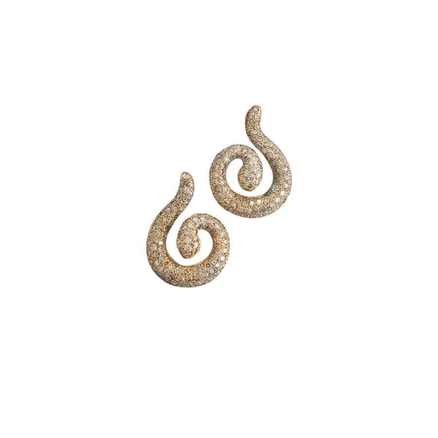 Pave Champagne Diamond Snake Earrings