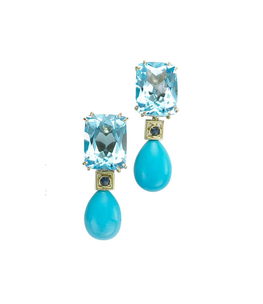 Blue Topaz & Turquoise drop Earrings