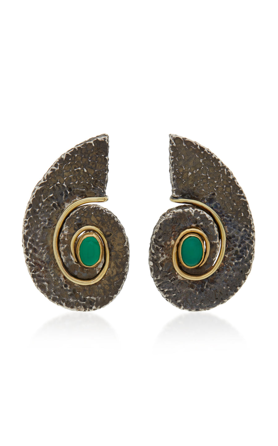 Scroll Earrings with Green Onyx