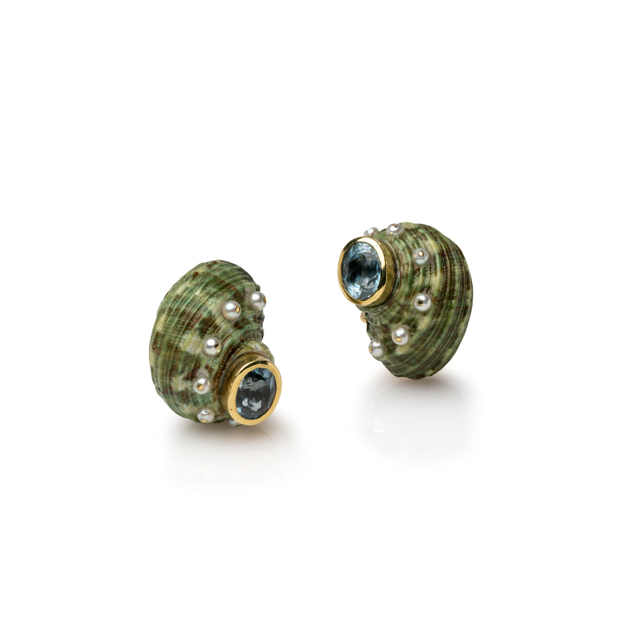 Green Mottled Shell Earrings