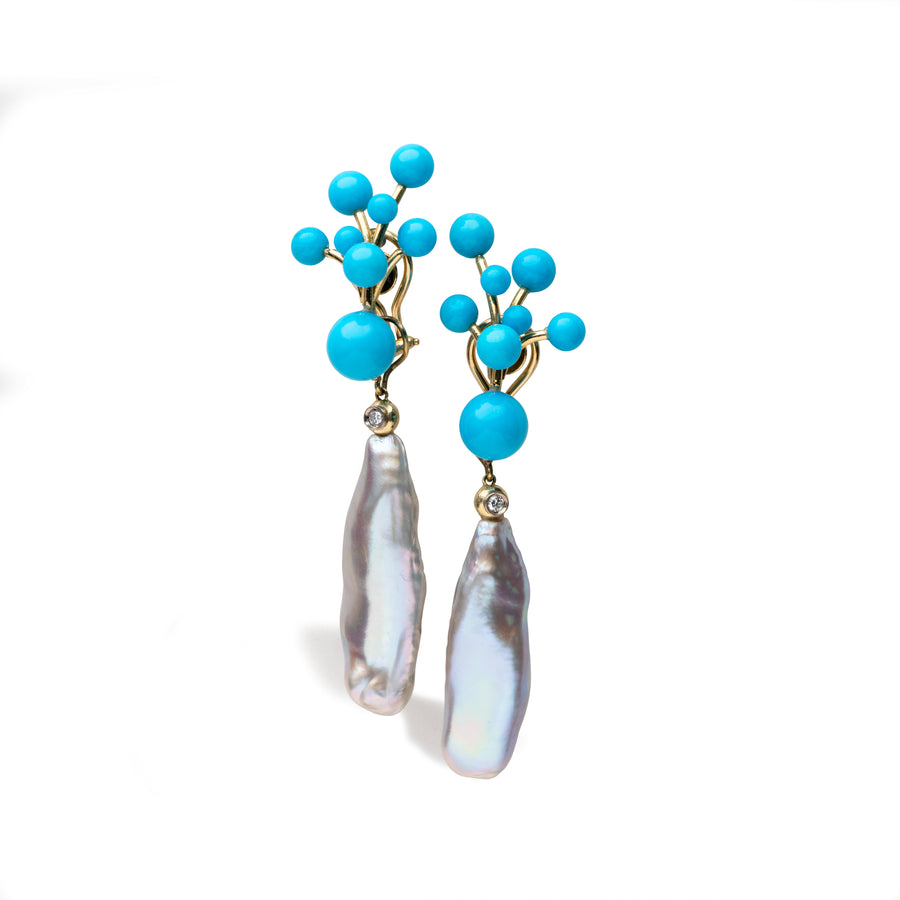 Turquoise Berry Earrings with Drops