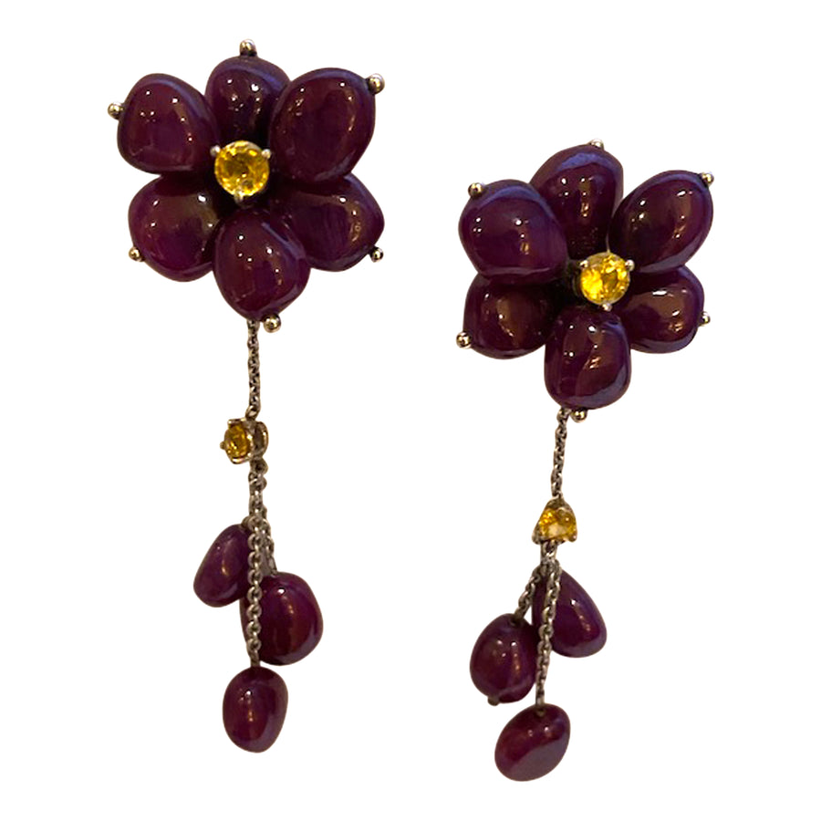 Ruby Flower dangle Earrings