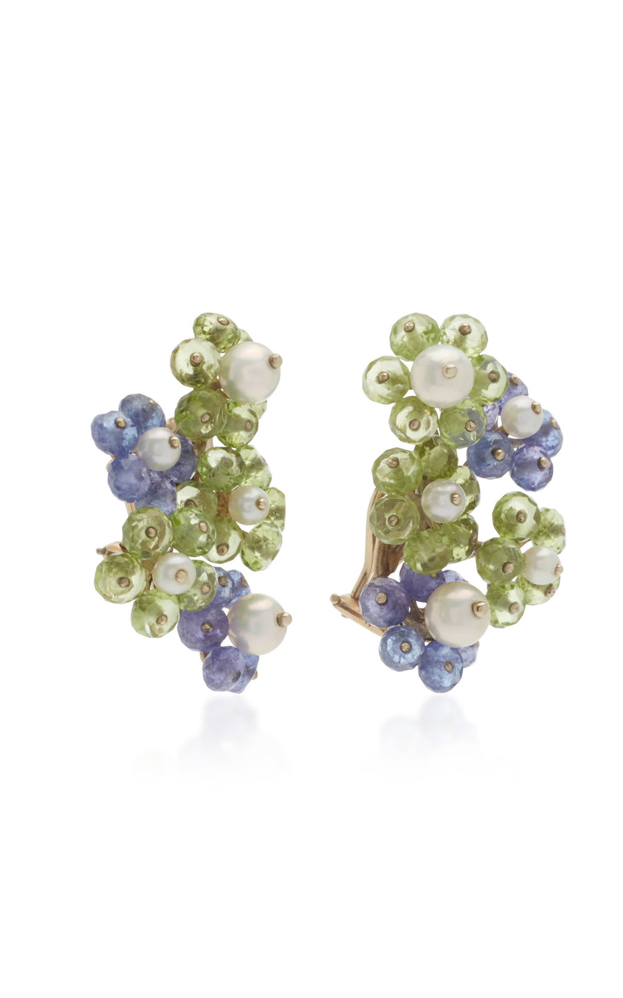 Tanzanite & Peridot Flower cluster Earrings
