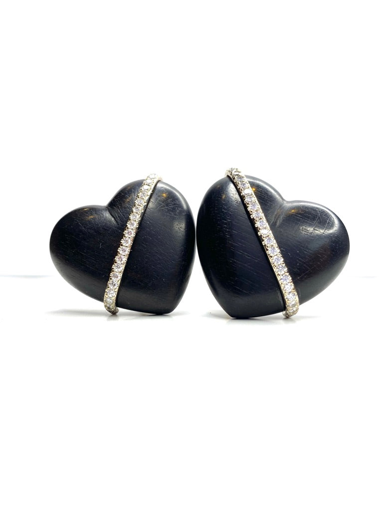 Ebony wood Heart Earrings