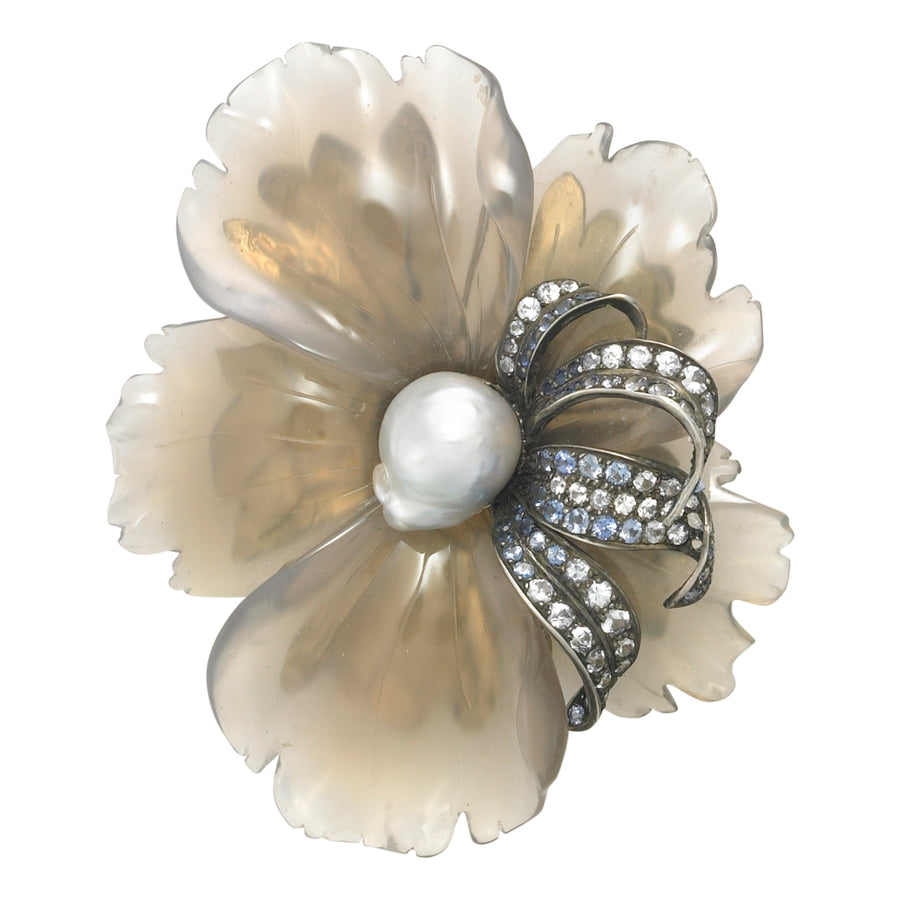 Gray Agate Flower Pin