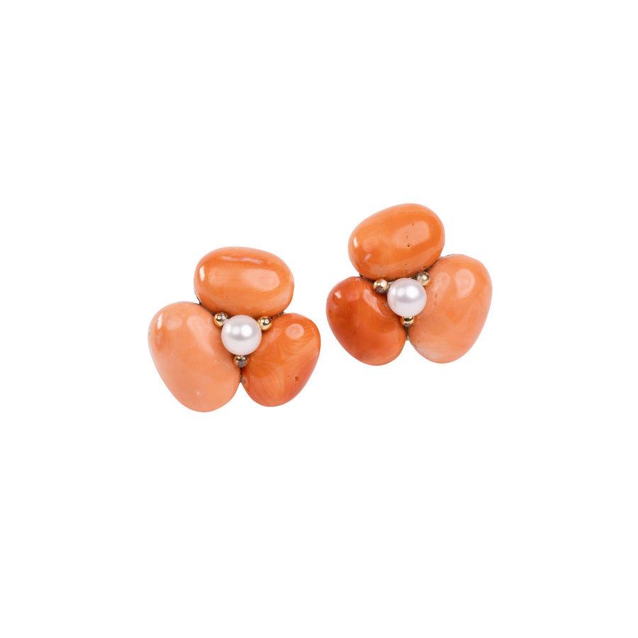 Triple Coral cluster Earrings