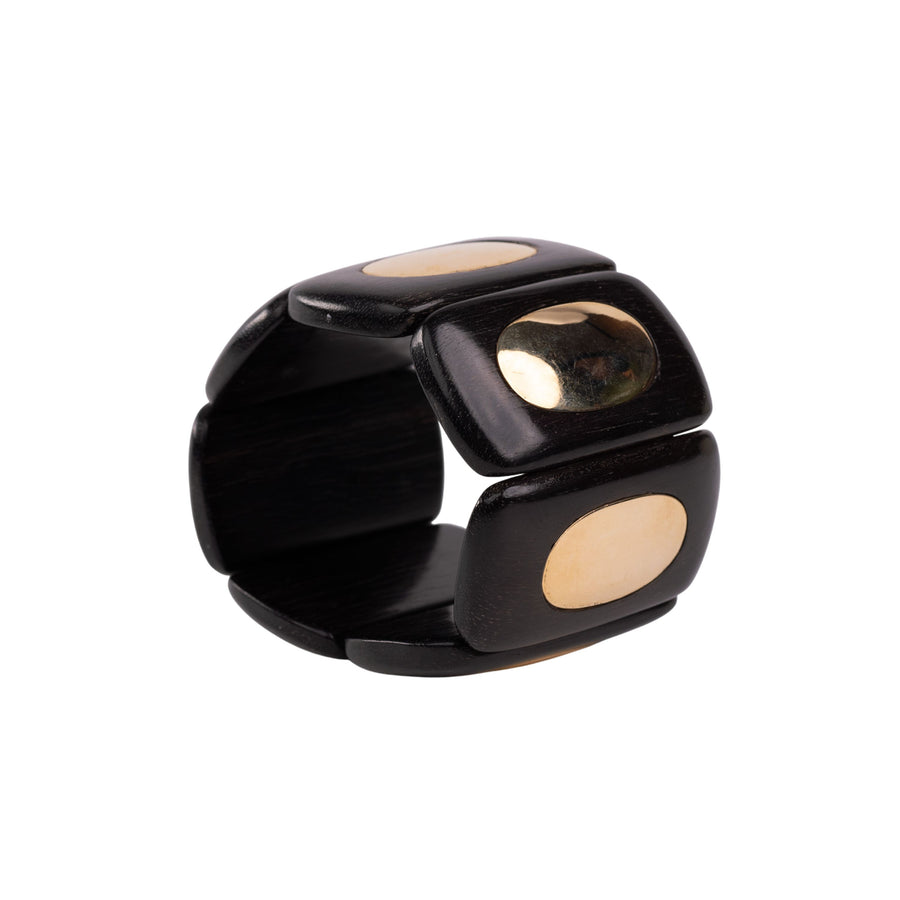 Ebony wood Bracelet with Gold tabs