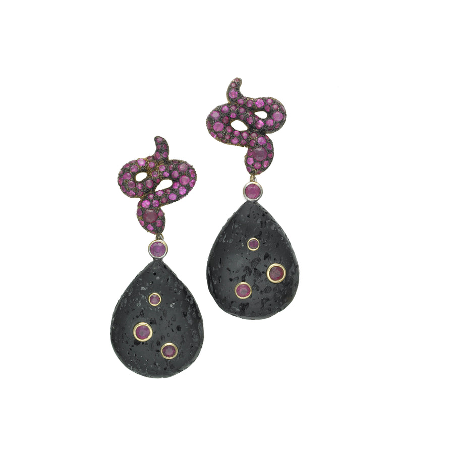 Pave Ruby Snake Earrings