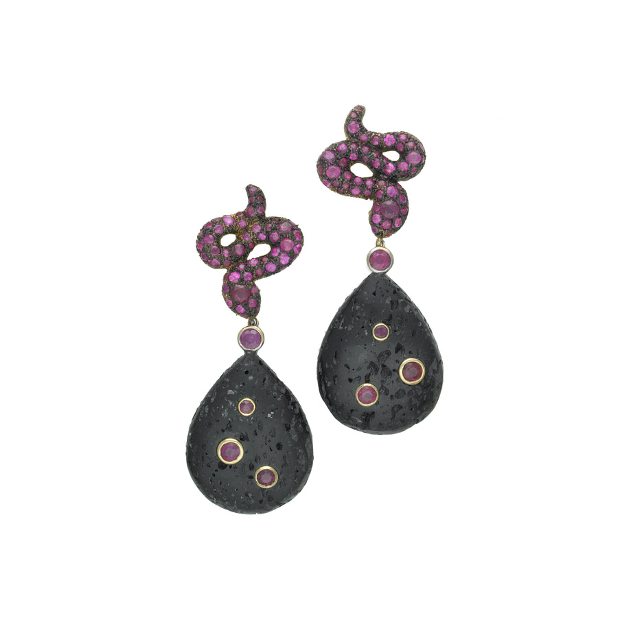 Pave Ruby Snake Earrings