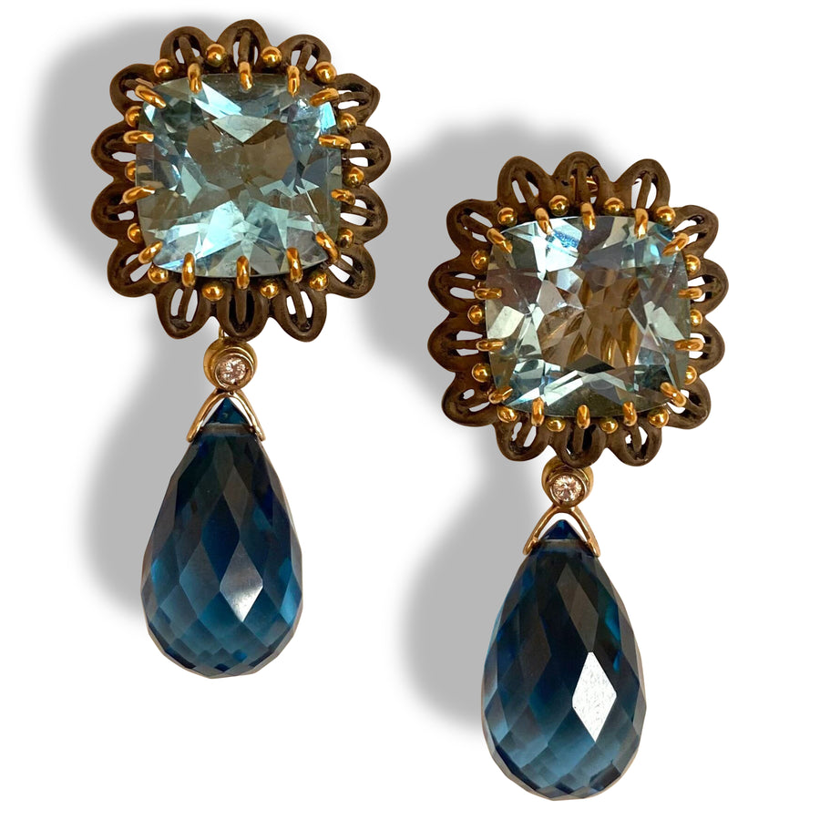 Blue topaz Tulip Earrings