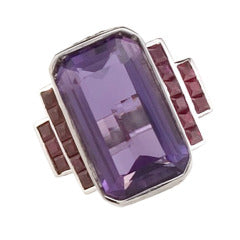 Deco Amethyst, Ruby & Diamond Ring