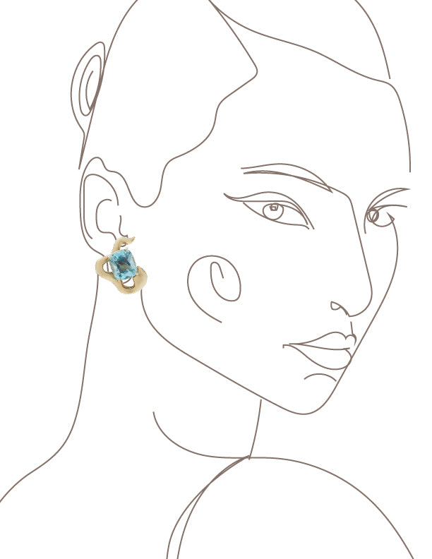 Open Snake Earrings with Blue Topaz