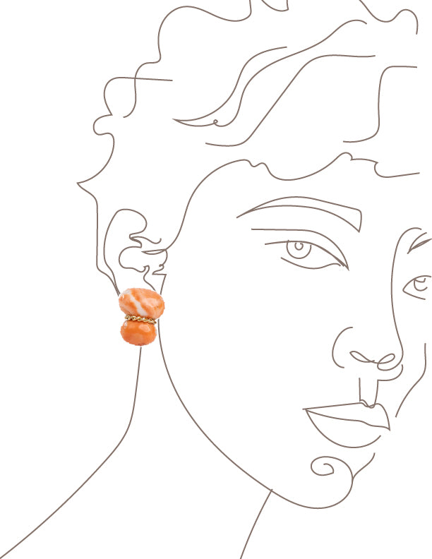 Double stone Coral Earrings