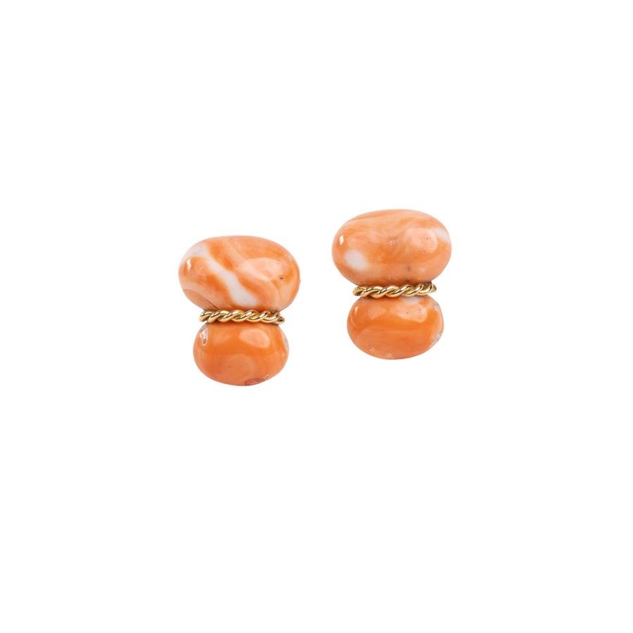 Double stone Coral Earrings