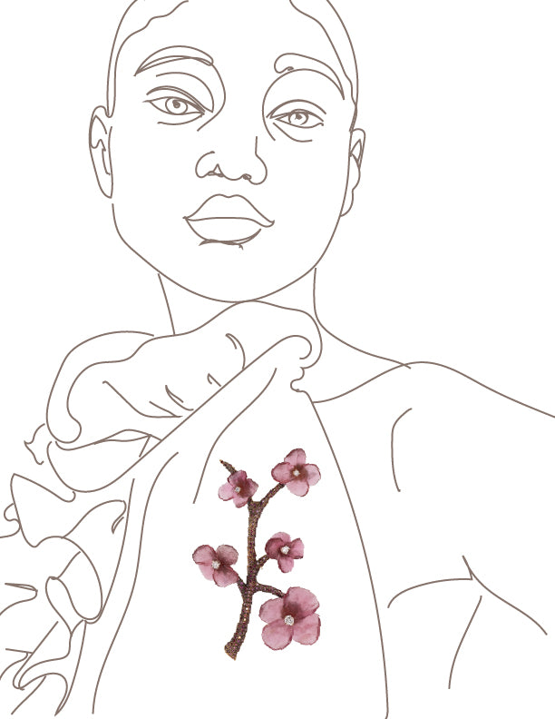 Pink Tourmaline Cherry Blossom Pin