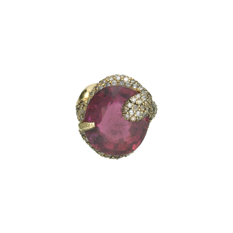 Snake Ring with Rubellite center