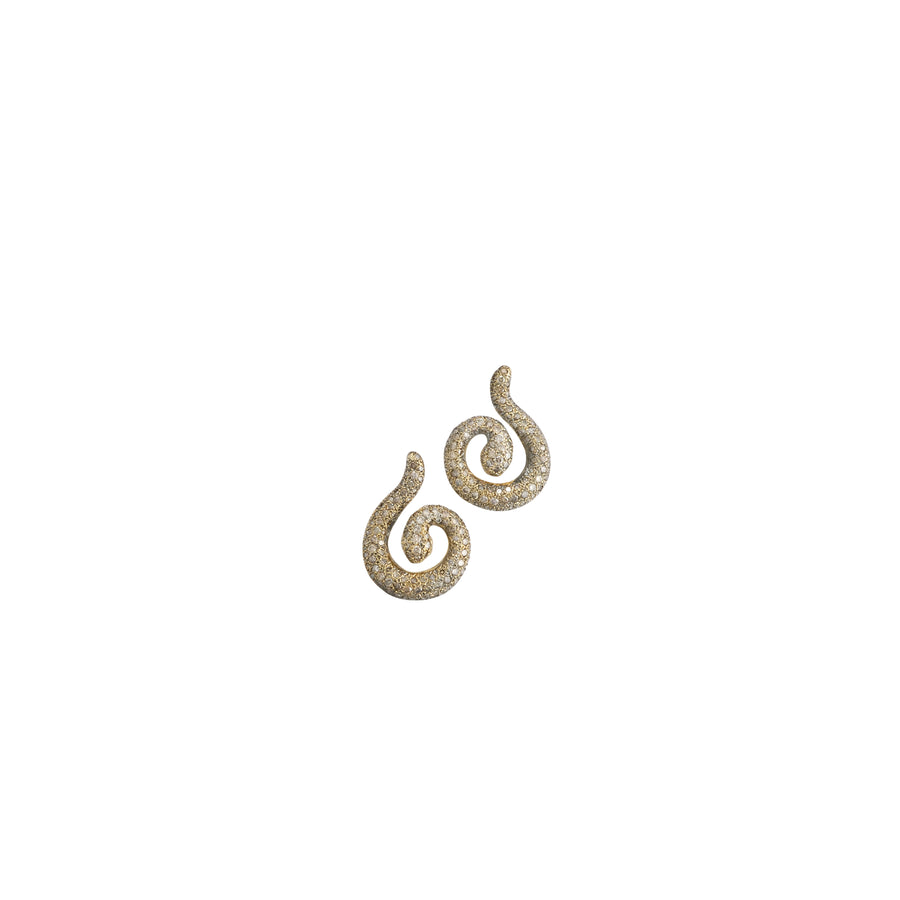 Pave Champagne Diamond Snake Earrings