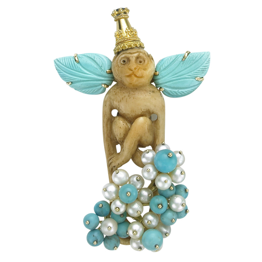 Angle Monkey Pin with Turquoise