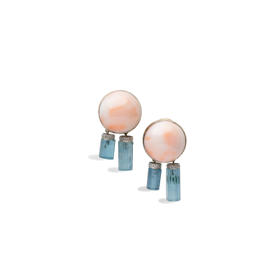 Angel skin Coral with Aqua Earrings