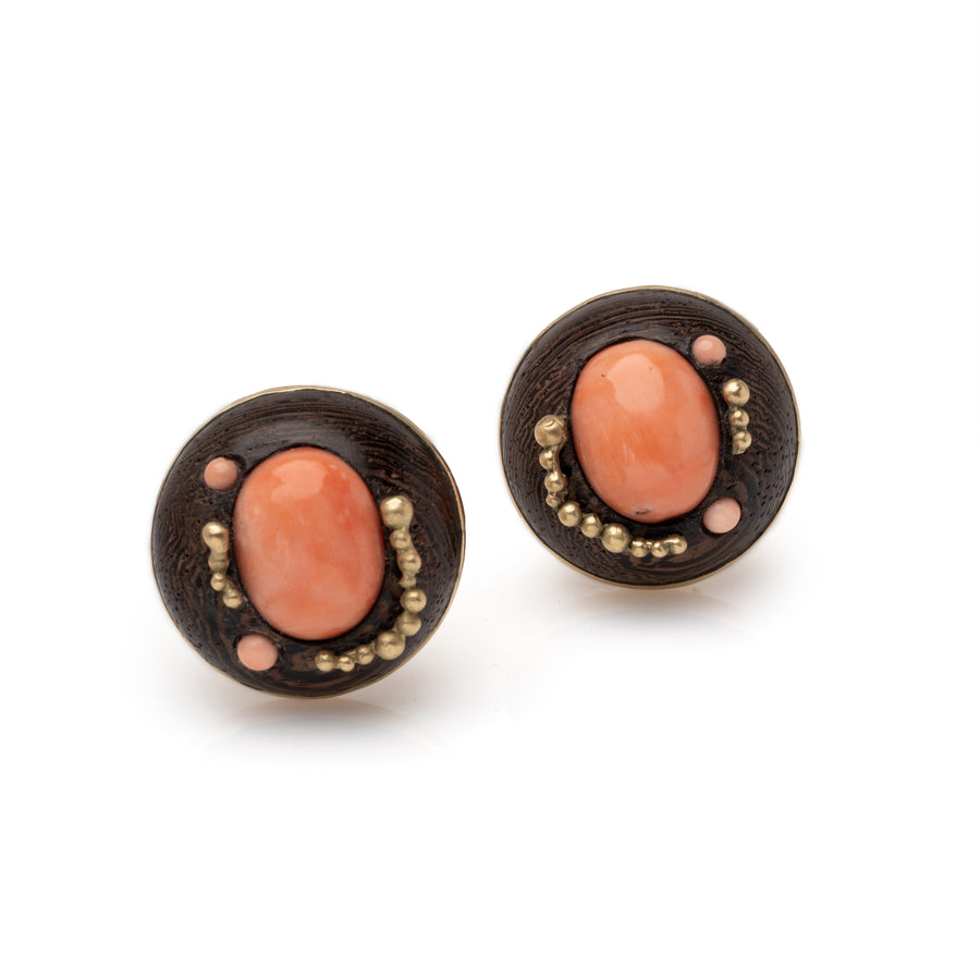 Rose-wood Earrings with Coral