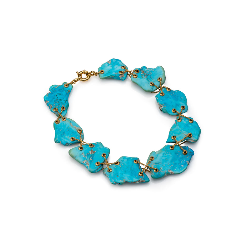 Flat Turquoise with Gold Chain