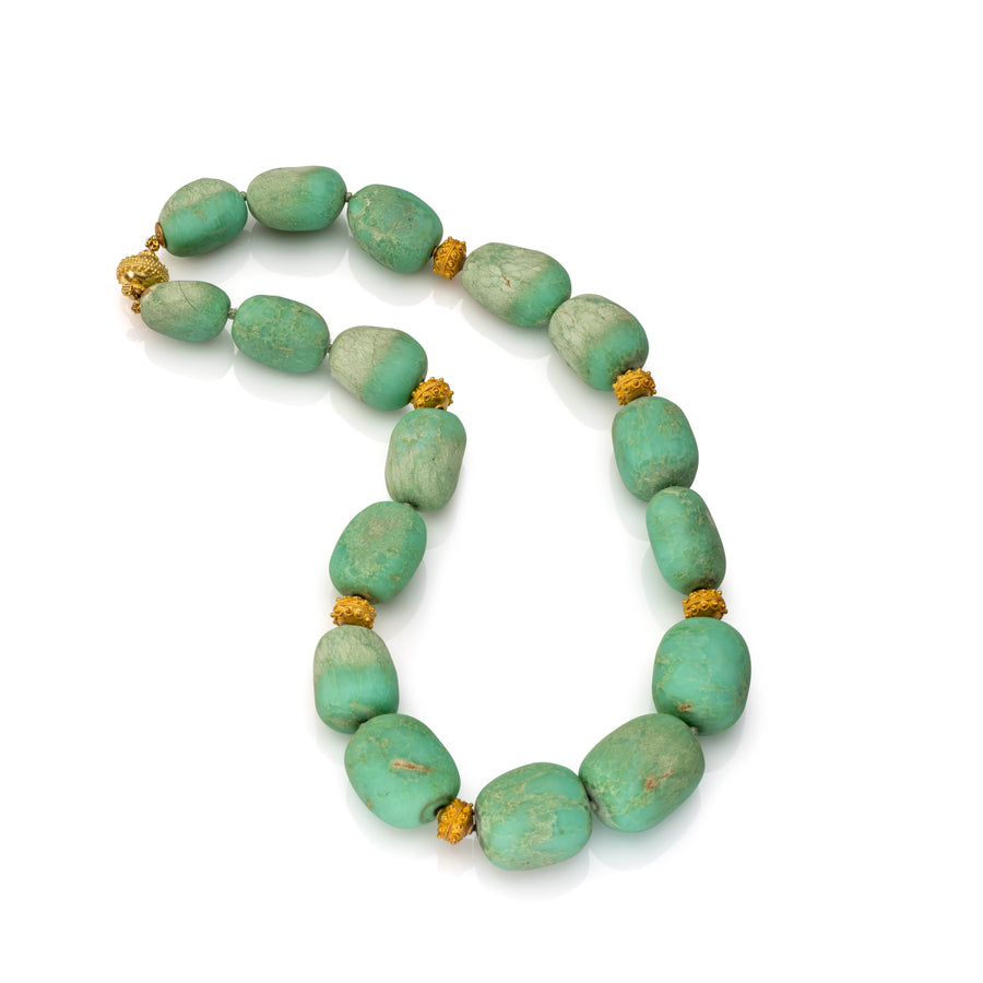Tumbled Chrysoprase Necklace with gold accent