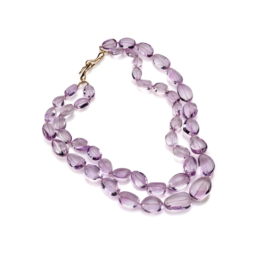 Nugget Pink Amethyst Bead Necklace