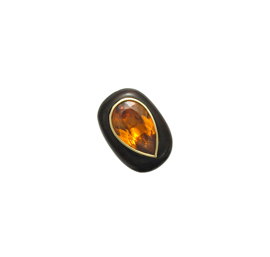 Rosewood Ring with Pear shaped Citrine