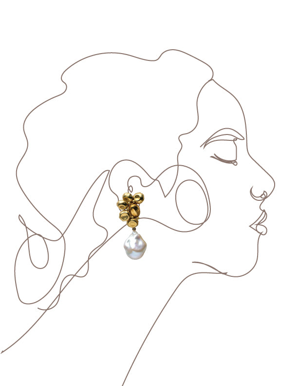 Gold cluster Earrings with drops