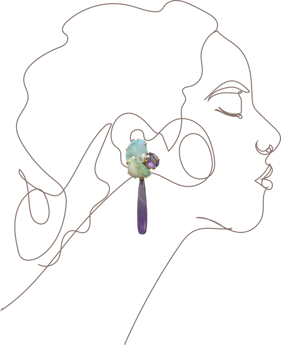 Opal Earrings with Amethyst