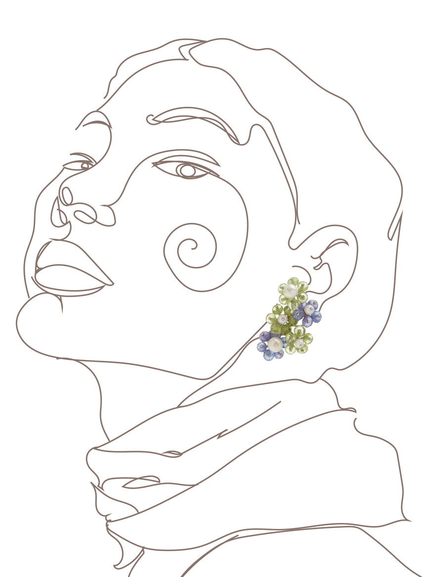 Tanzanite & Peridot Flower cluster Earrings
